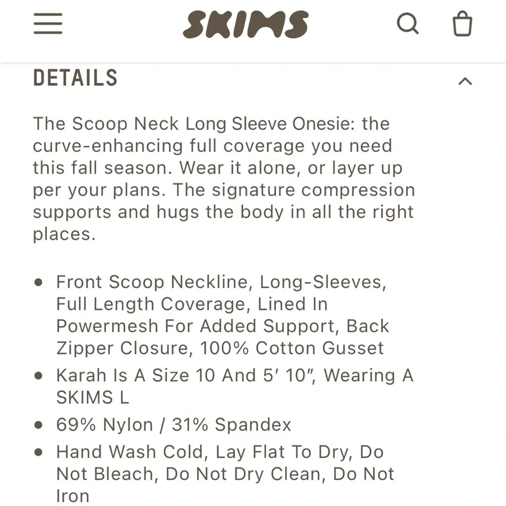 SKIMS All-In-One Scoop Neck Long Sleeve Onesie - Sienna 2X - Picture 5 of 10